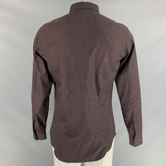 CALVIN KLEIN COLLECTION Size L Solid Brown Cotton Snaps Long Sleeve Shirt - Picture 3 of 7